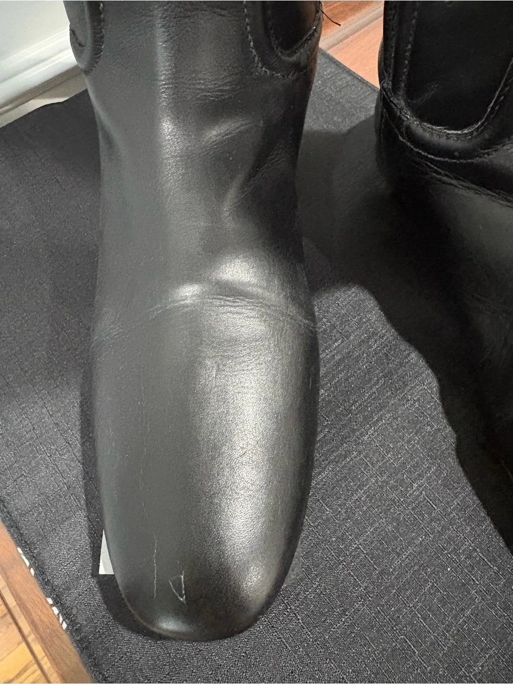 Tory Burch Black Leather Knee-High Riding Boots with Gold Logo